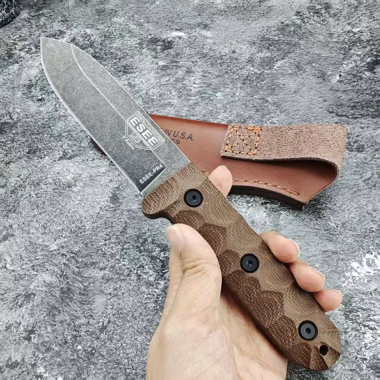 ESEE PR4 Fixed Blade Backpacking Fixed‑Blade Utility Knife Ergonomic Anti‑Slip Handle Camping Rock Climbing Outdoor Tools Knife