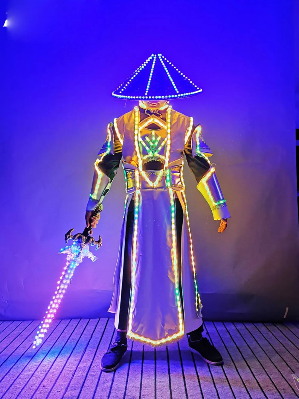 DJ rave show colorful luminous jacket cosplay Robot men performance led light costumes Chinese glowing outfit