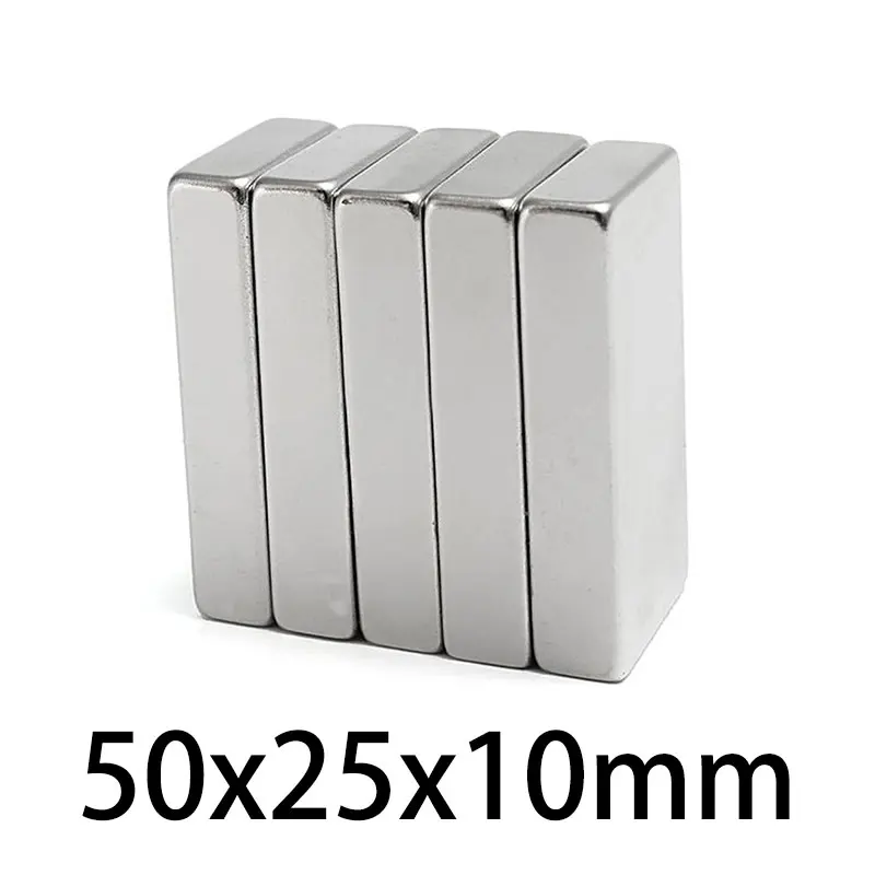 1/2/5 pz 50x25x10mm N35 blocco potenti magneti striscia magnete al neodimio 50x25x10mm forte permanente NdFeB magnetico 50*25*10mm