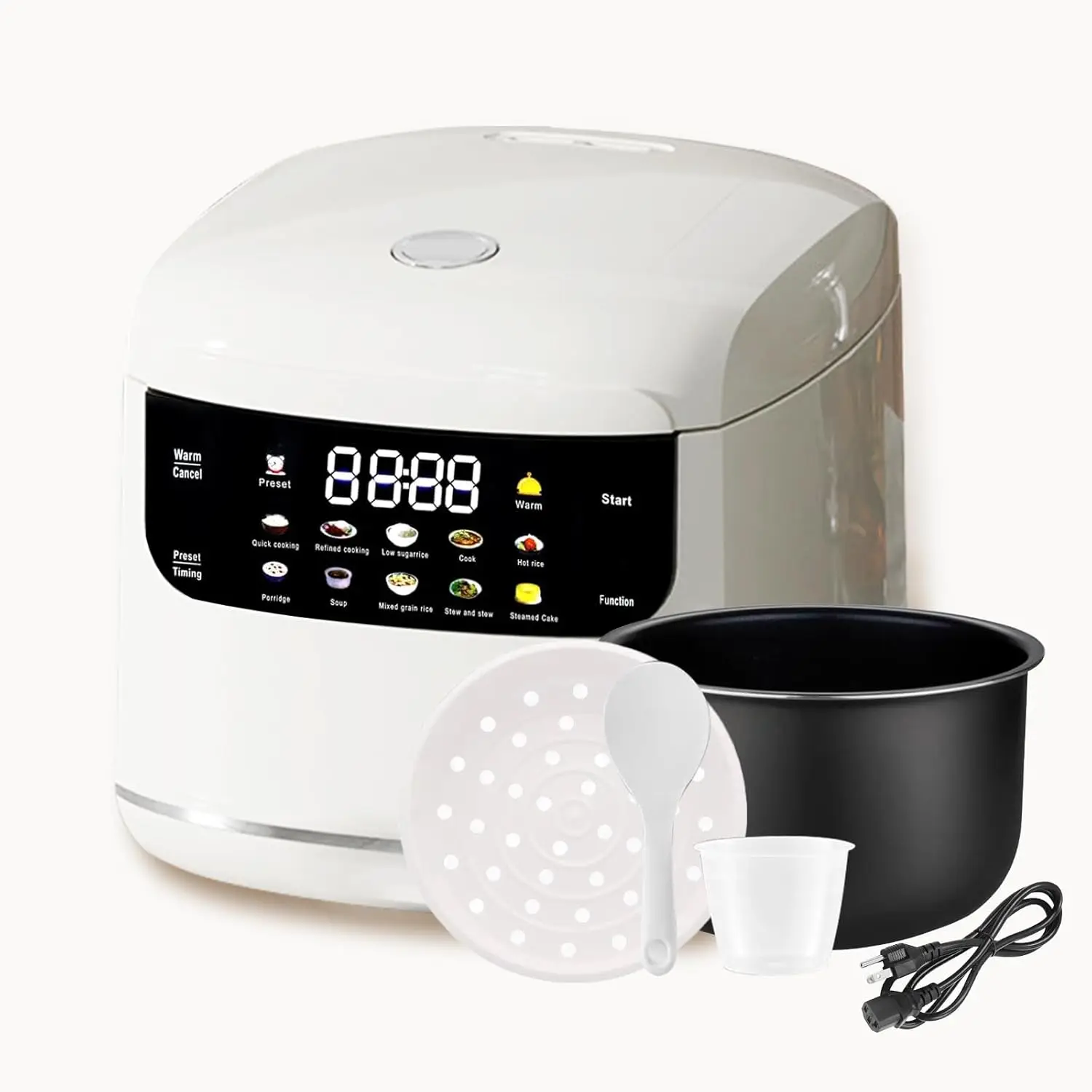 

Electric Mini Rice Cooker 5 Cups Small Rice Cooker Portable 10-in-1 Smart Multi-Functional Cooker Time Control 400W for Soup