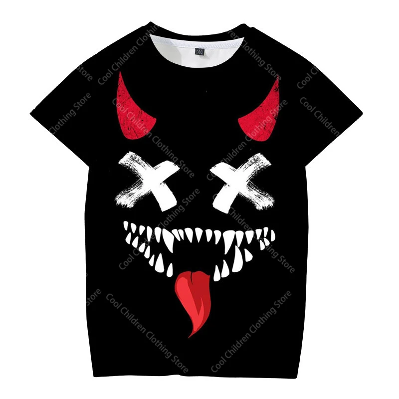 Summer New Kids Short Sleeve Tshirt XOXO Personality 3D Print Children Top Boys Girls TShirts Cartoon Casual  Shirt for Child