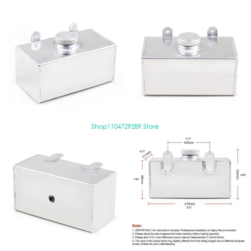 D8KE Aluminium Alloy Polished Windscreen Washer Bottle Intercooler Universal Water Coolant Overflow Expansion for Tank