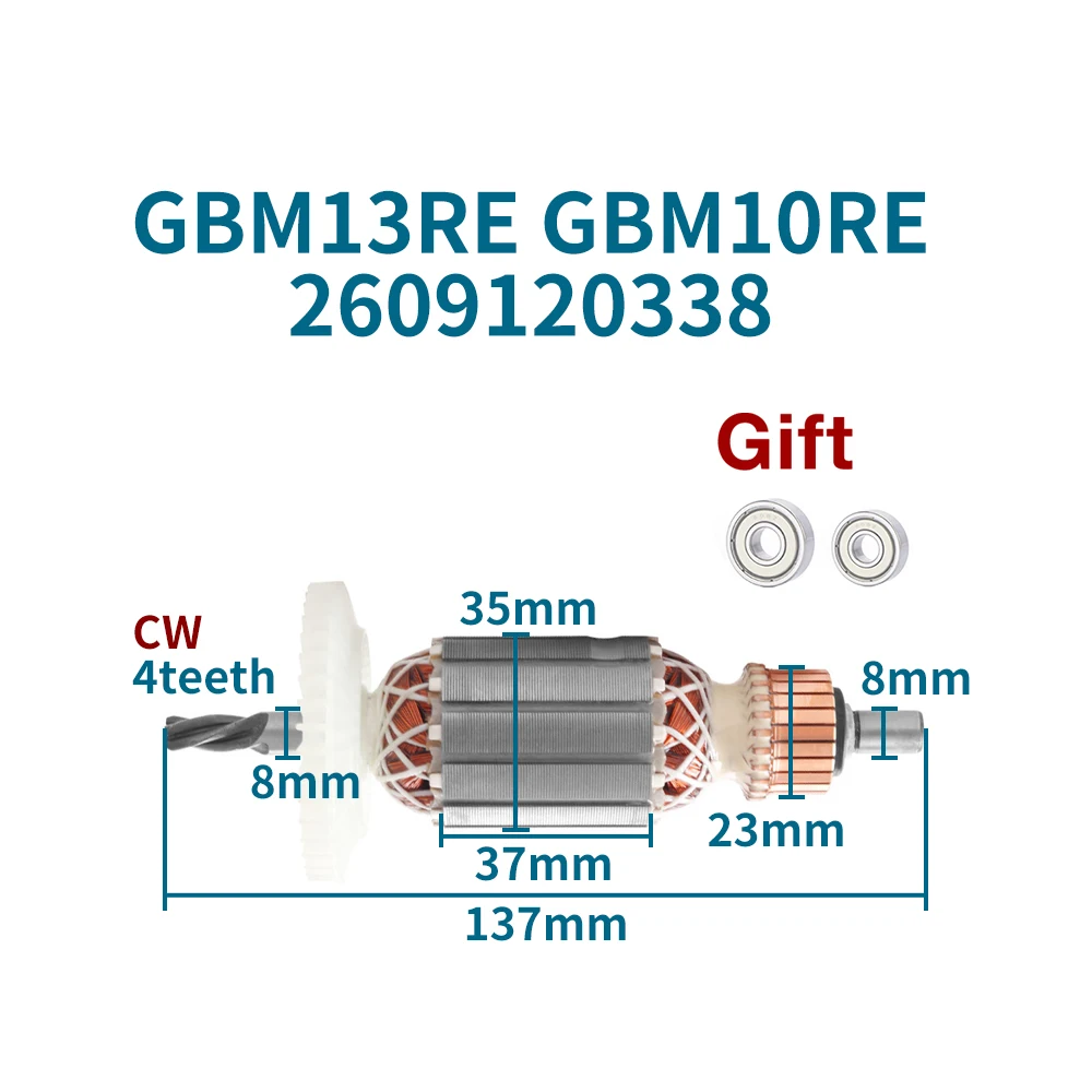 AC220-240V Armature for Bosch GBM13RE GBM10RE 2609120338 Power Drill Rotor Anchor Stator Coil Replacement Parts