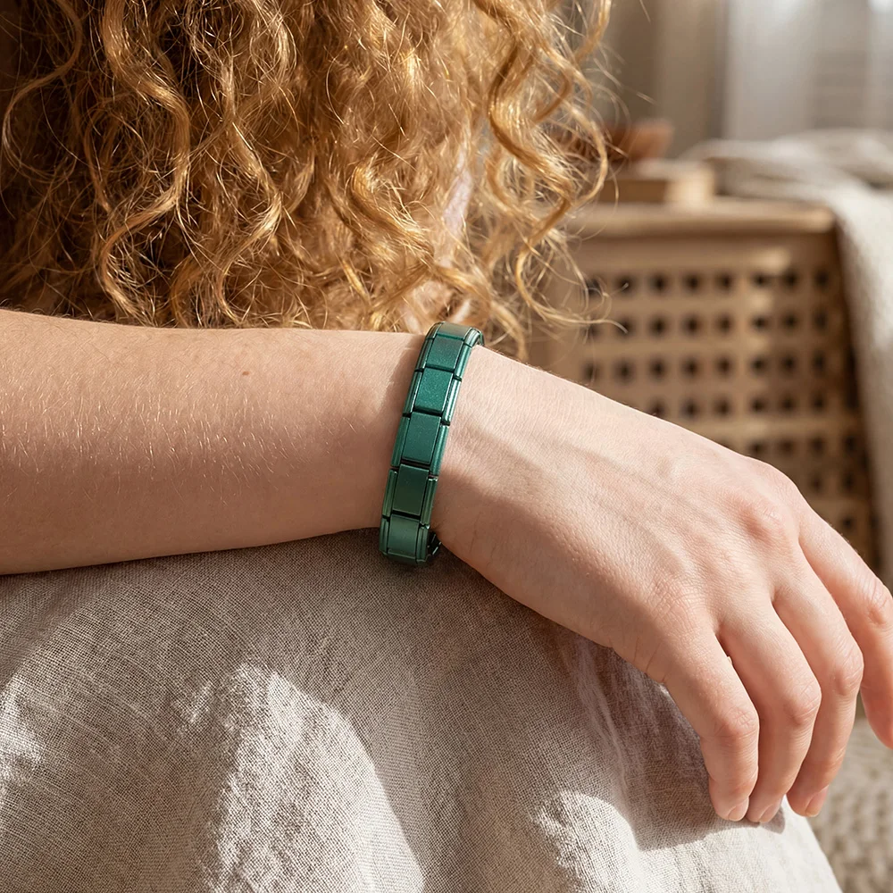 URING Großhandel Buntes Blau Grün Schwarz Quadratisches Herren-Charm-Armband Italienisches Gliederarmband Passend für 9mm Edelstahl DIY Schmuckherstellung – Detail 3