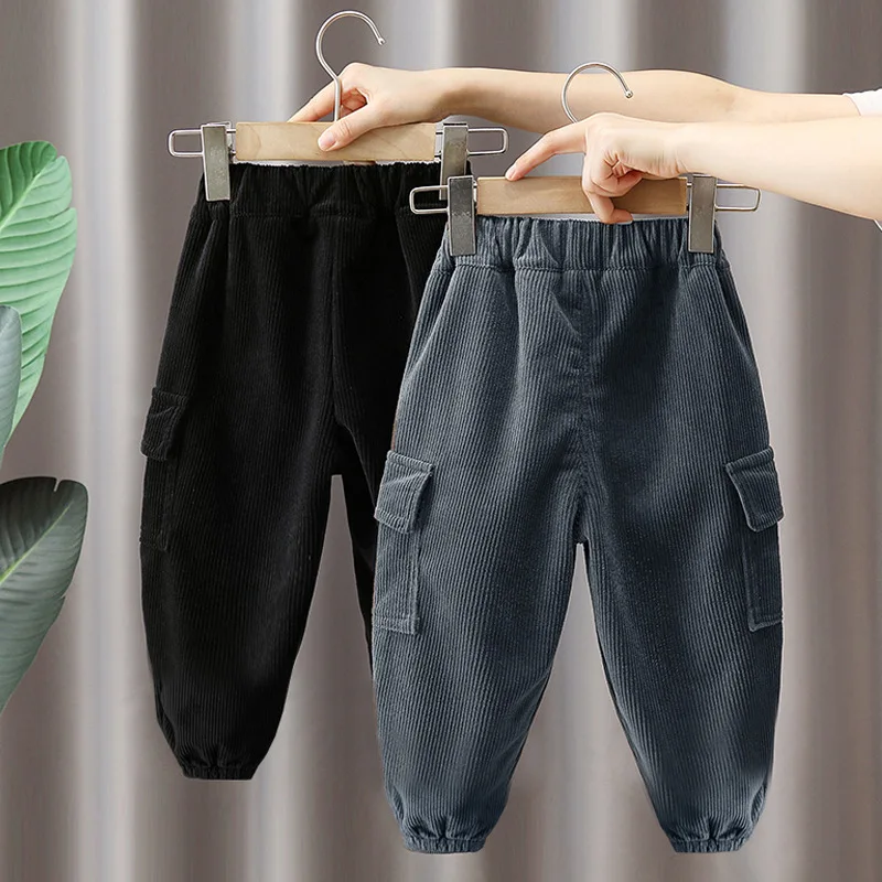 Neue Herbst-Winter-Cargohosen für 2-6 Jahre alte Jungen, Einfarbige Freizeit-Sporthosen für Kinder, Kinderhosen 2-8 Jahre, Kleidung – Detail 10