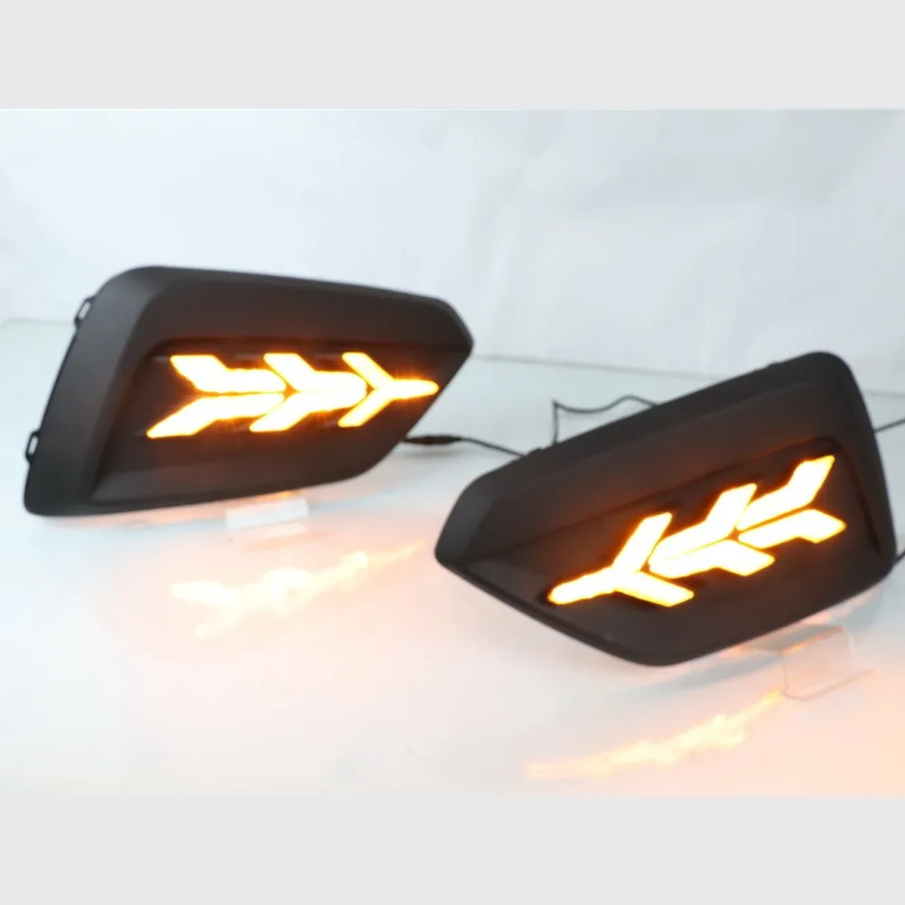 

July King Car Daytime Running Lights Compatible for Honda Fit Jazz Crosstar 2020+, LED 6000K DRL + Streamer Yellow Turn Signals