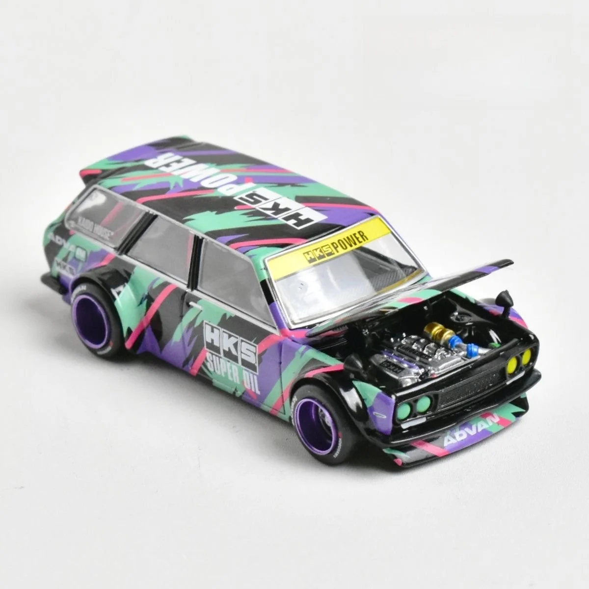 KaidoHouse+MINIGT 1:64 Datsun 510 Wagon HKS Alloy Car model - in stock