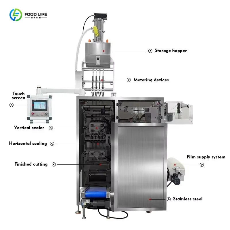 High Speed Fully Automatic Multi Lane 1g 5g 10g 20g 4 Side Seal Granule Sachet Pouch Sugar Packing Machine
