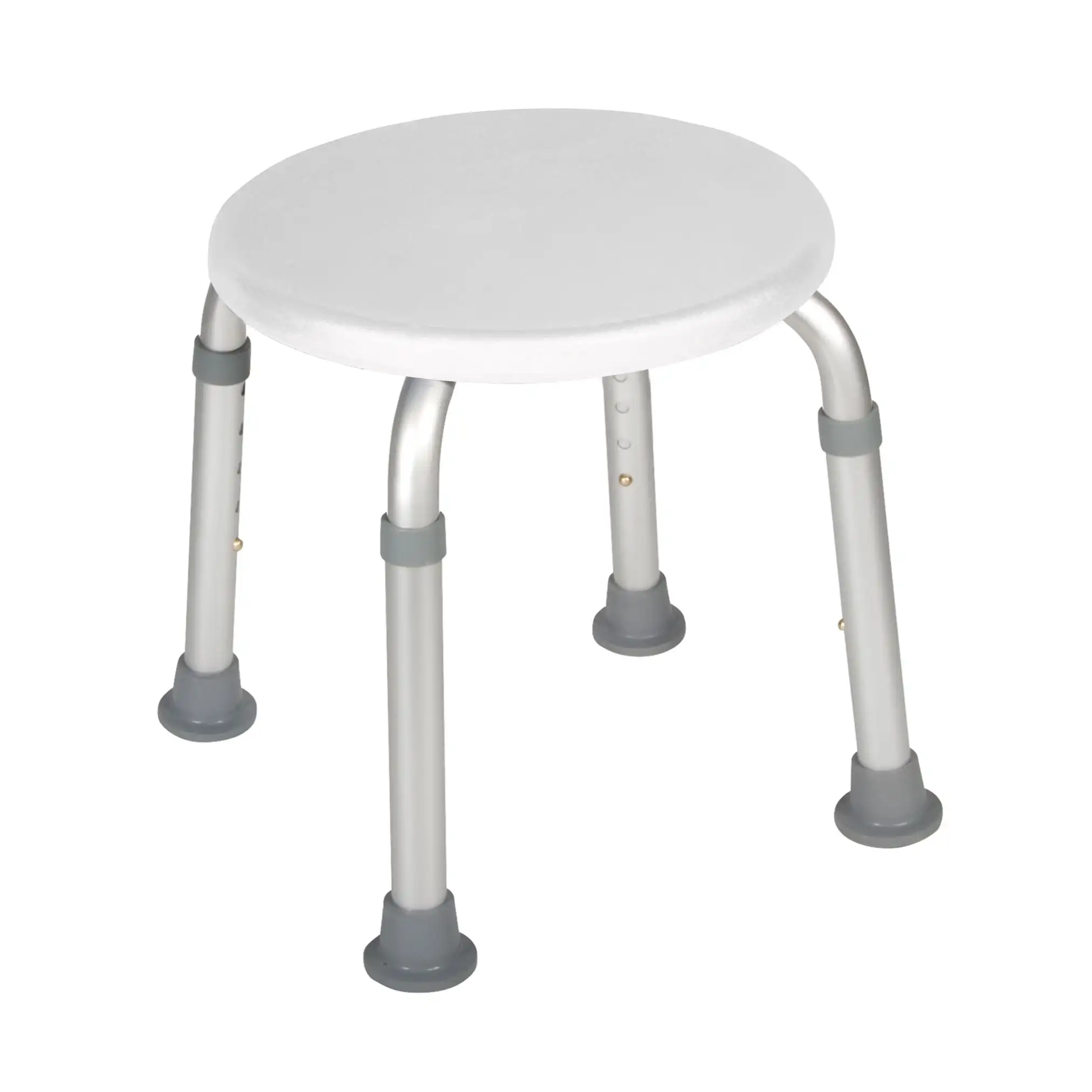 

Adjustable Height Bath Stool White Aluminum Frame Is Lightweight Durable and Corrosion Proof Impact-resistant Composite Seat