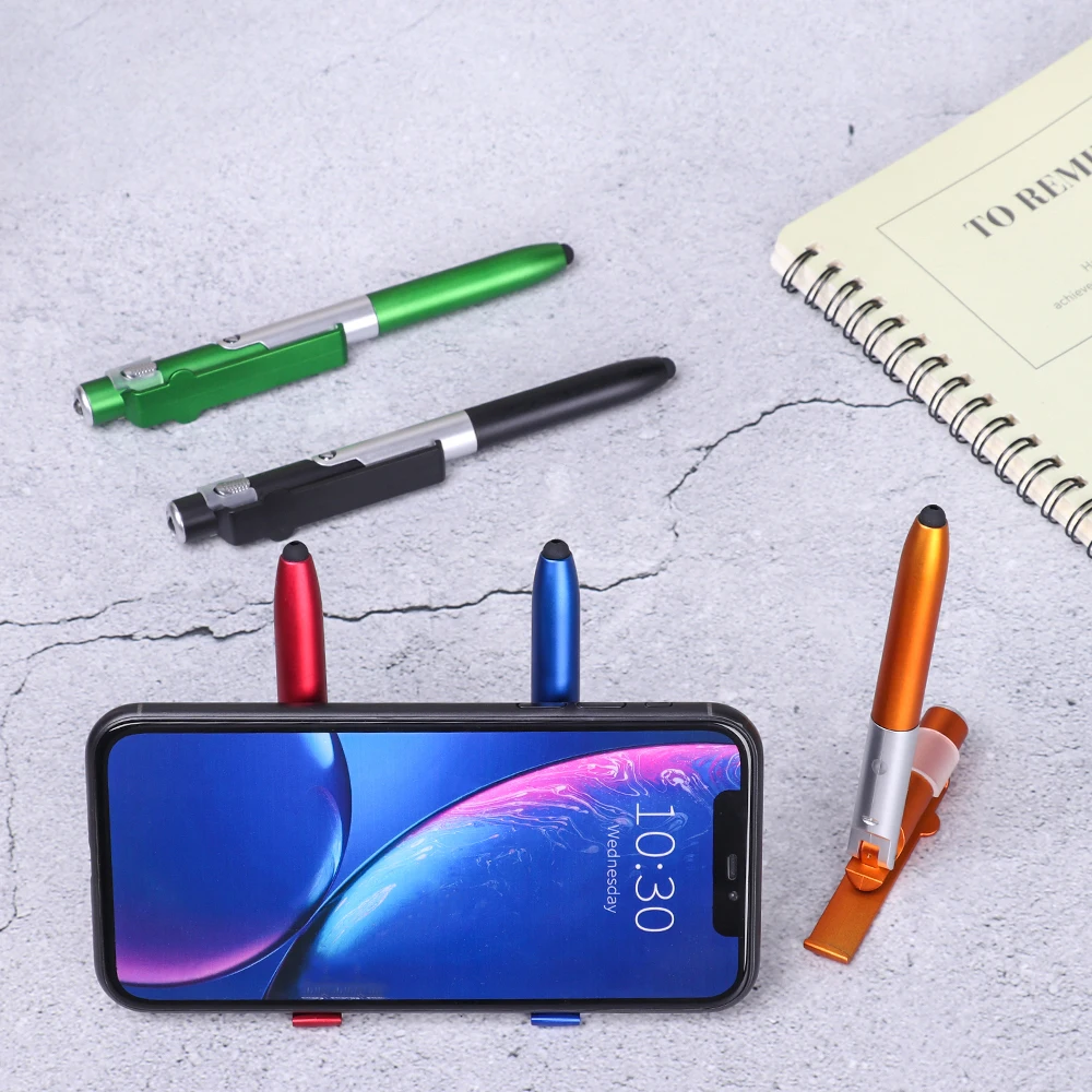 CCC 4-in-1 Folding Ballpoint Pen Screen Stylus Touch Pen Universal Mini Capacitive Pen with LED For Tablet Cellphone