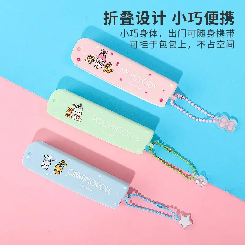 Sanrio cute anime peripherals Cinnamoroll My melody Pochacco portable dual-use kawaii folding comb mini makeup comb wholesale