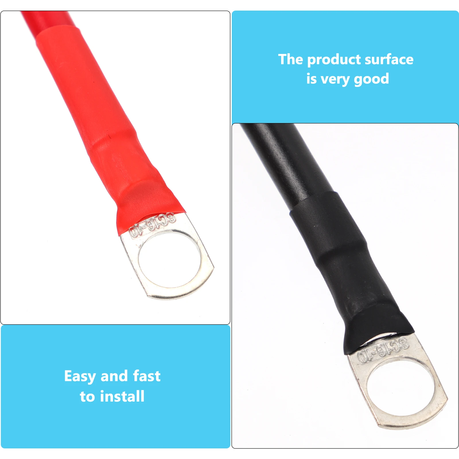 

2pcs 5AWG 16Square Charging Cable Flexible High Temperature Wire Marine RV Car Inverter Connectors antioxidation