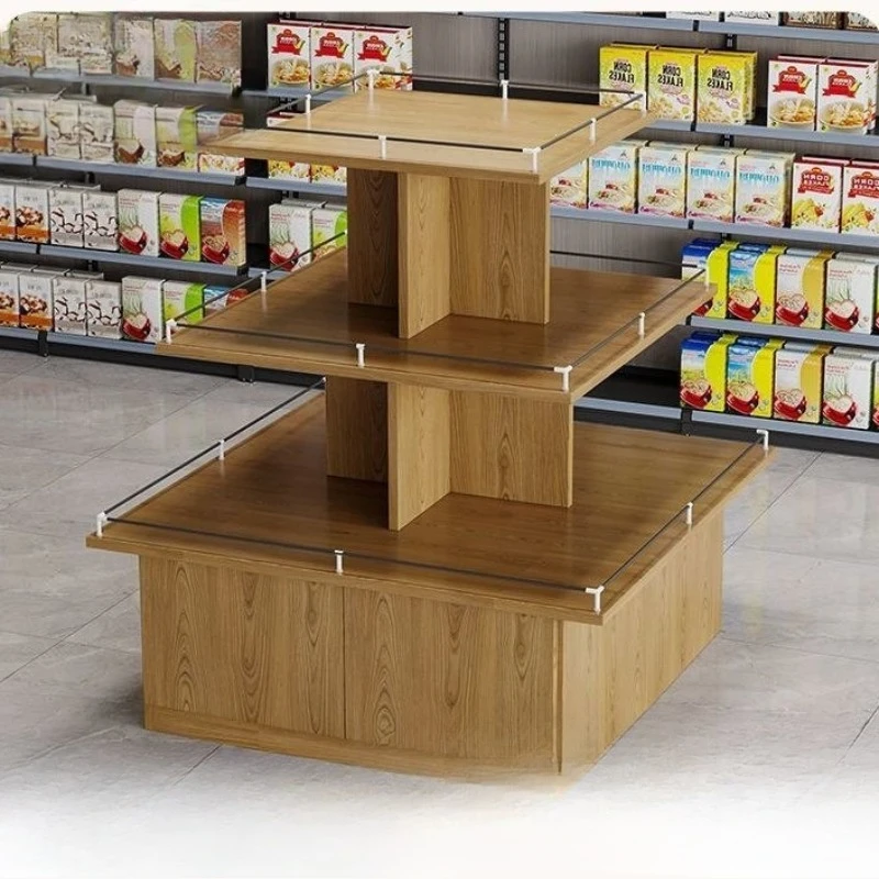 

Supermarket island display cabinet stack head product display shelf