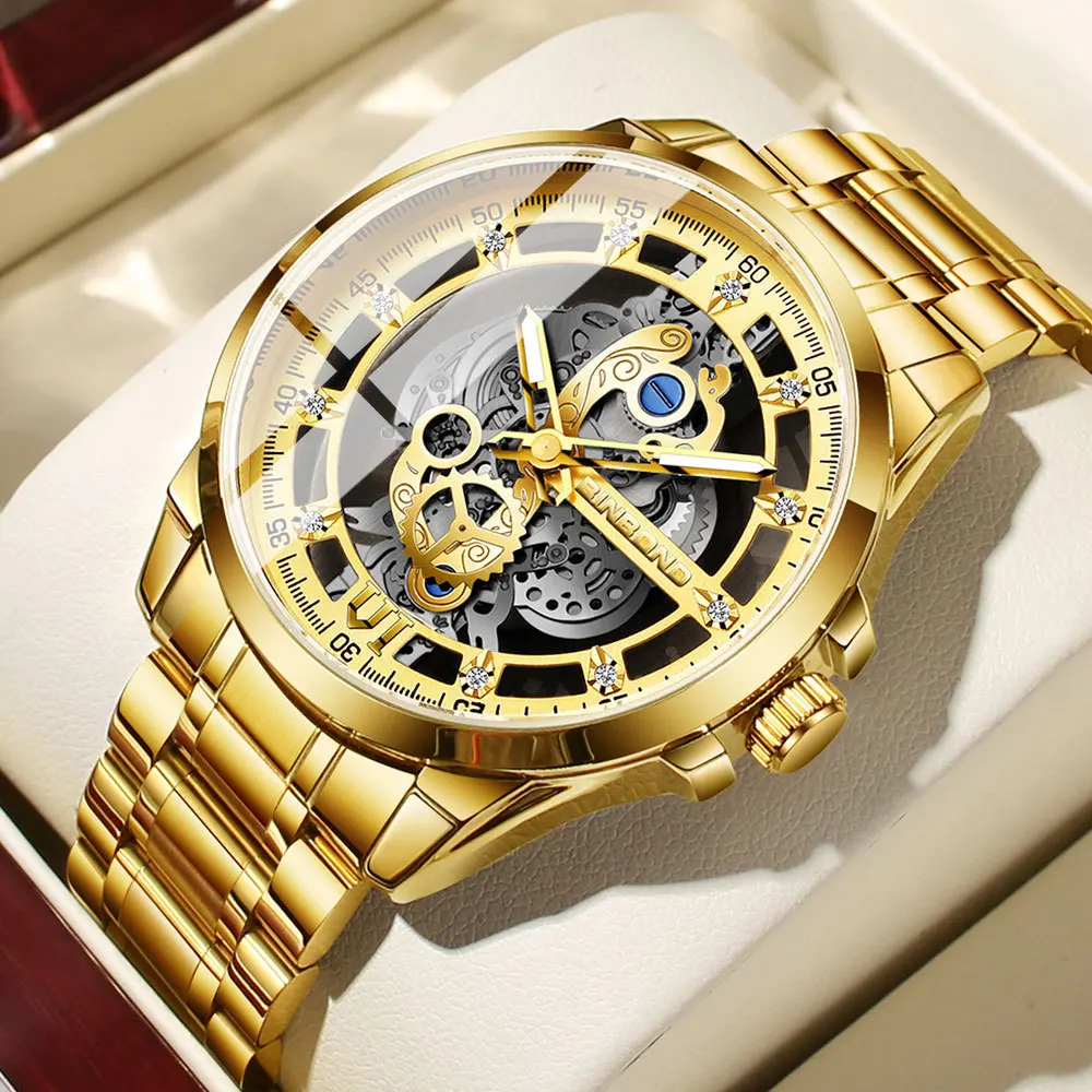 Men Wrist Watches 2024 New Arrival Unique Design Full Steel Male Clock Gold Top Brand Luxury Waterproof Reloj Hombre Men Watches