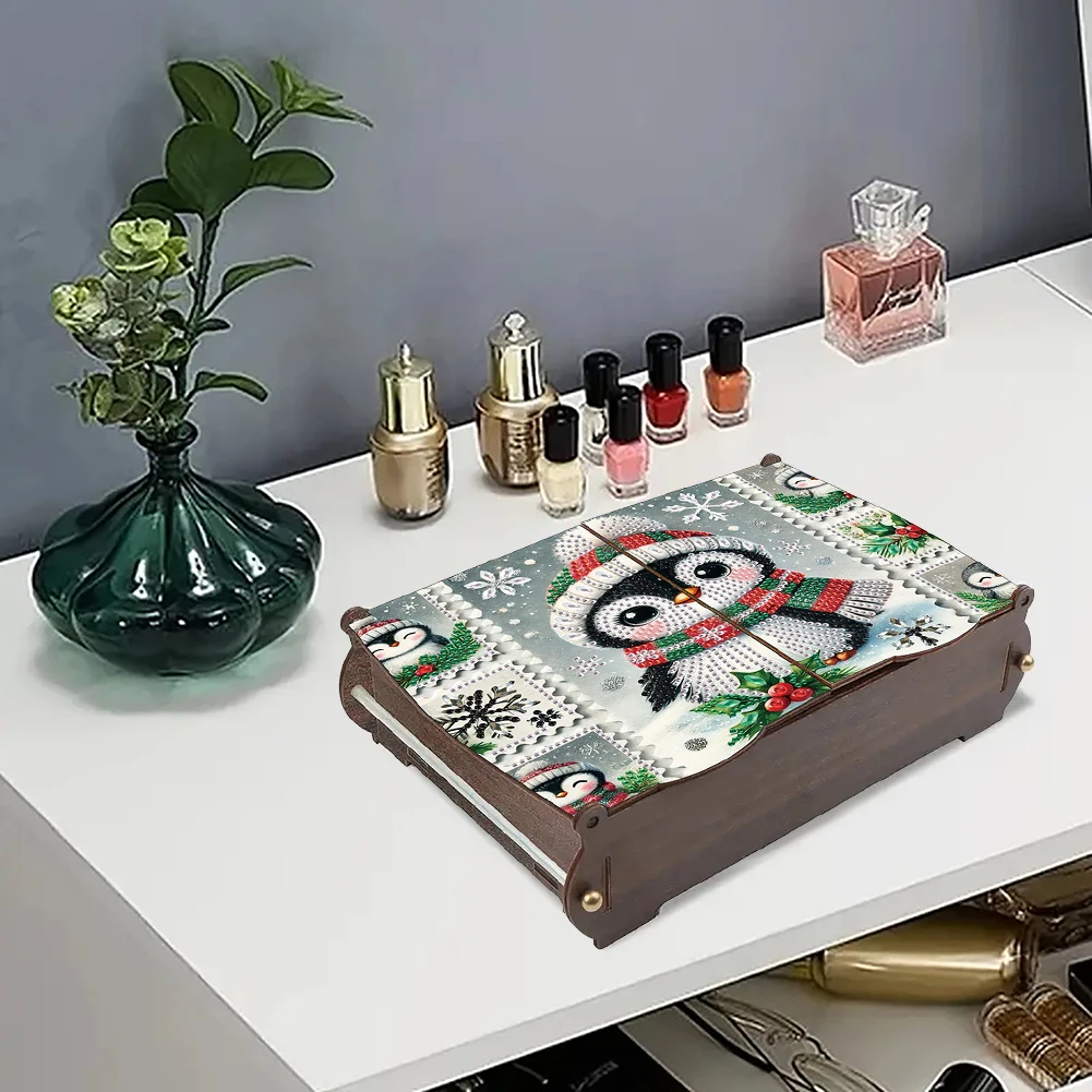 5D DIY Diamond Art Handmade Storage Box Partial Drill Rhinestones Decorative Storage Box Crystal Storage Case Kit for Home Decor