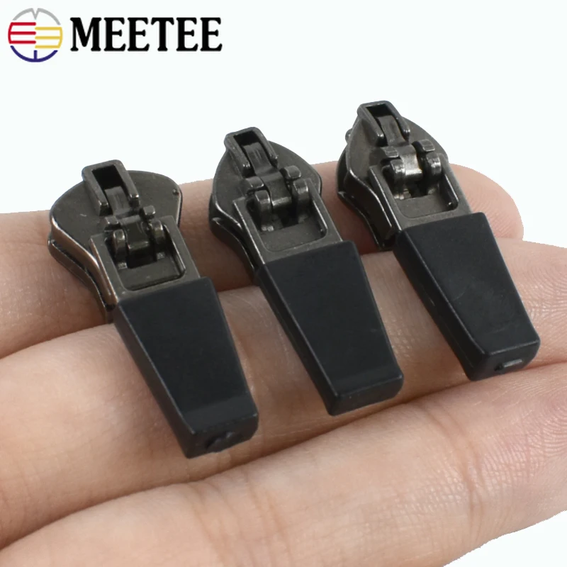 

20-50Pcs 3# 5# Black Nylon Zipper Head Resin Zip Puller Reverse Zips Slider Smooth Pullers Zippers Repair Kit Sewing Accessories