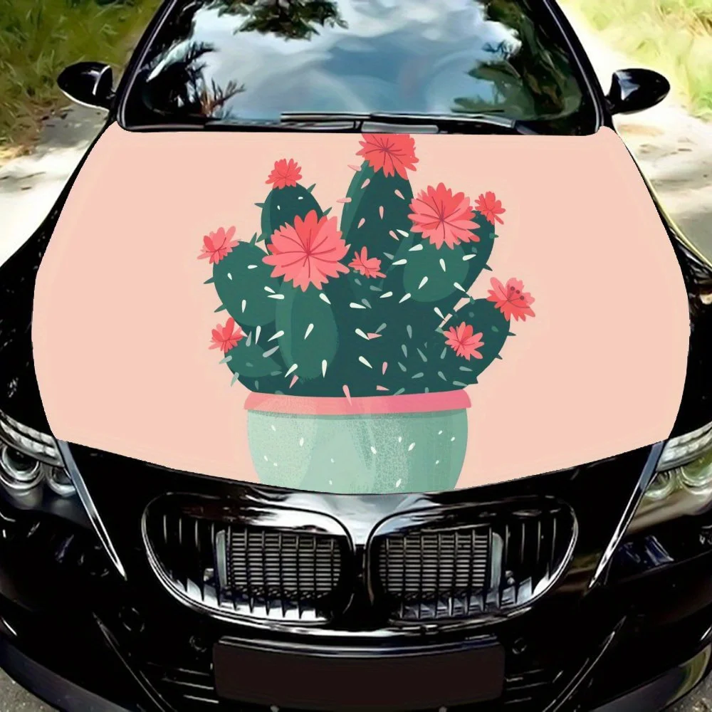 Pastel - Potted Cactus Print Car hood stickers, waterproof self-adhesive car vinyl stickers, car decoration protection stickers,