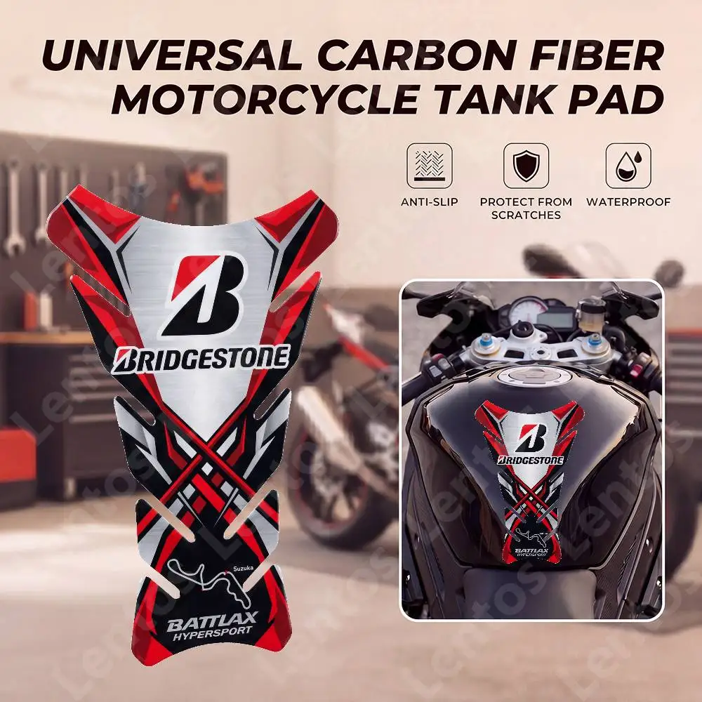 Protector de Tanque para Moto Bridgestone, Adhesivos Antideslizantes de Goma con Diseño de Espina de Pescado