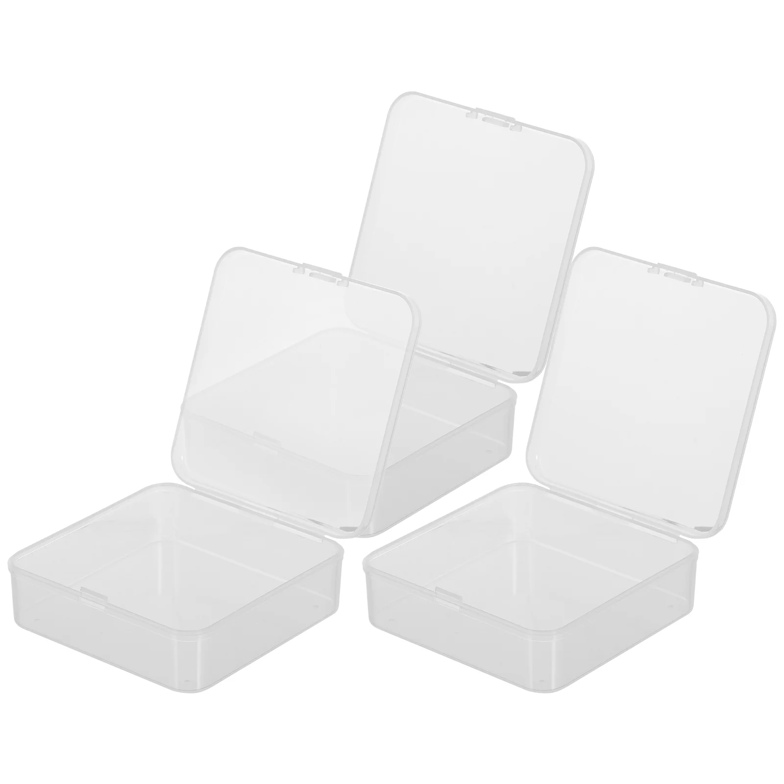 

3 Pcs Transparent PP Plastic Storage Boxes 105x105x35mm Square Multi functional Large Capacity Reusable for Jewelry
