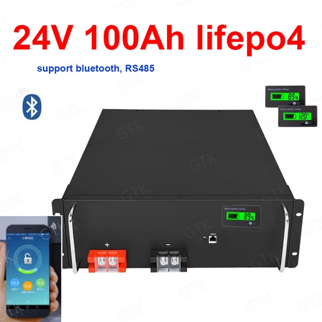 Gtk 24V 100AH lifepo4 lithium battery pack bluetooth APP BMS for motorhomes  Solar system energy RV EV AGV photovoltaic storage - AliExpress