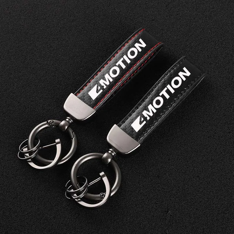 High-Grade Leather Car KeyChain 360 Degree Rotating Horseshoe Key Ring For 4 Motion Tiguan passat golf polo Mago car Accessories