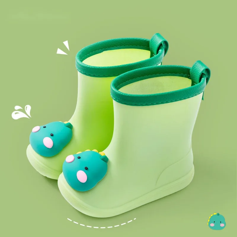 Cute Bow Children Rain Cartoon Dinosaur Bear Sheep Boys Non Slip Soft Girls Rainboots PVC Waterproof Kids Water Shoes