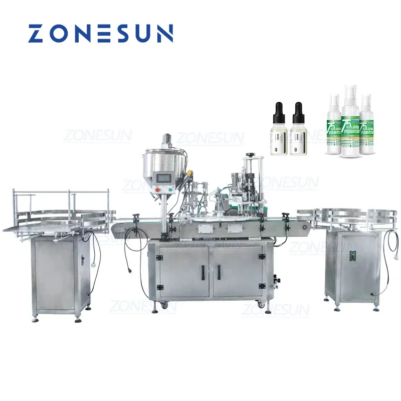 ZONESUN Full Automatic Production Line Small Bottle Eye Drop Vial Filling And Capping Machine Unscramble bottle machine