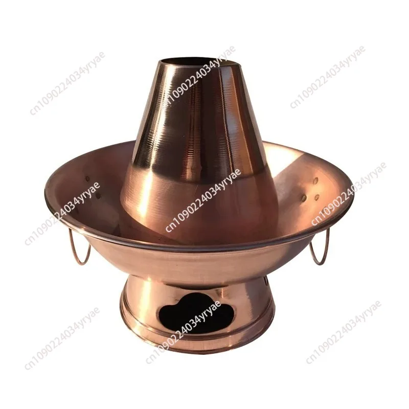 Red copper thickened double flavor pot Old Beijing stove Instant boiled mutton charcoal manual copper hot pot Copper hot pot