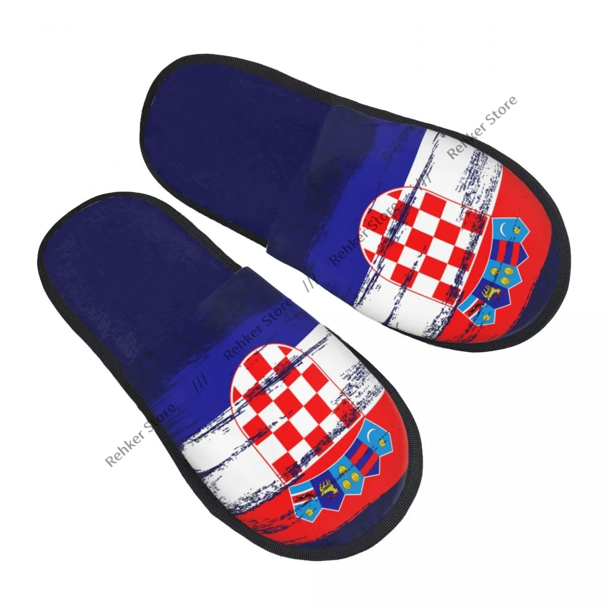 

Home Slippers Indoor Bedroom Slipper Flag Of Croatia Grunge Flip Flops Autumn Winter Furry Plush Shoes