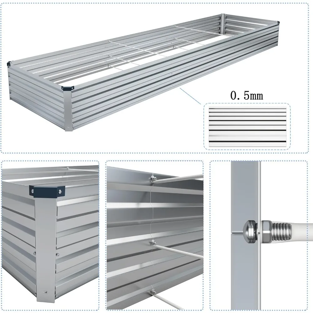 Imagem -02 - Galvanizado Raised Garden Bed Kit Square Metal Garden Bed Plantador Grande ao ar Livre 12x4x1ft