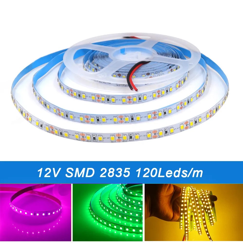 2835 Led Strip Light 12V 24V 5m 10m 15m 20m120 240 LEDs Bright Flexible Tape for Home Decoration IP21 IP65 IP68 IP67 Waterproof