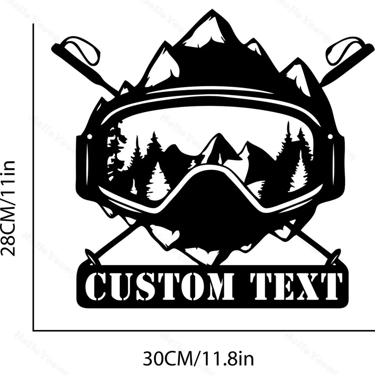 Custom Snowboarding-Themed Metal Decor - Personalized Goggle Name Wall Art, Hot Sale for Ski-Lover’s Home Spaces