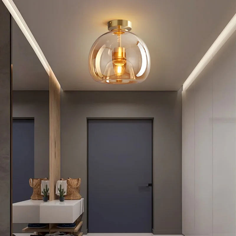 nordic led vidro luzes de teto corredor lampada casa indoor lustres quarto corredor lampada lustre lustre e27 01