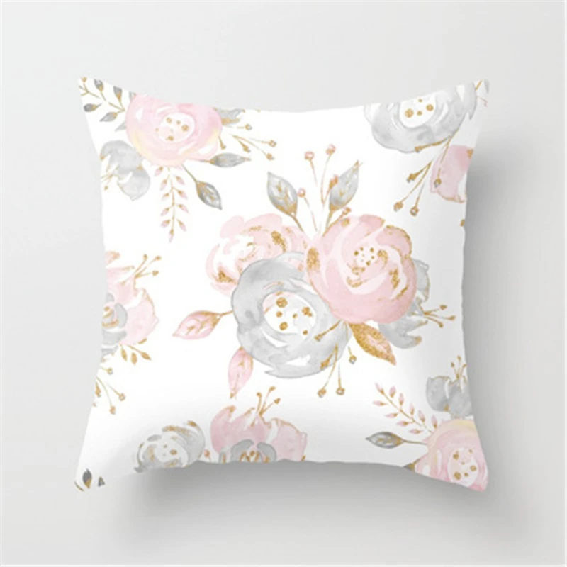 Flower Plant Cushion Cover Pastoral Small Fresh Printed Polyester Pillowcase Decoration Home Office Pillowcase Water Bottle