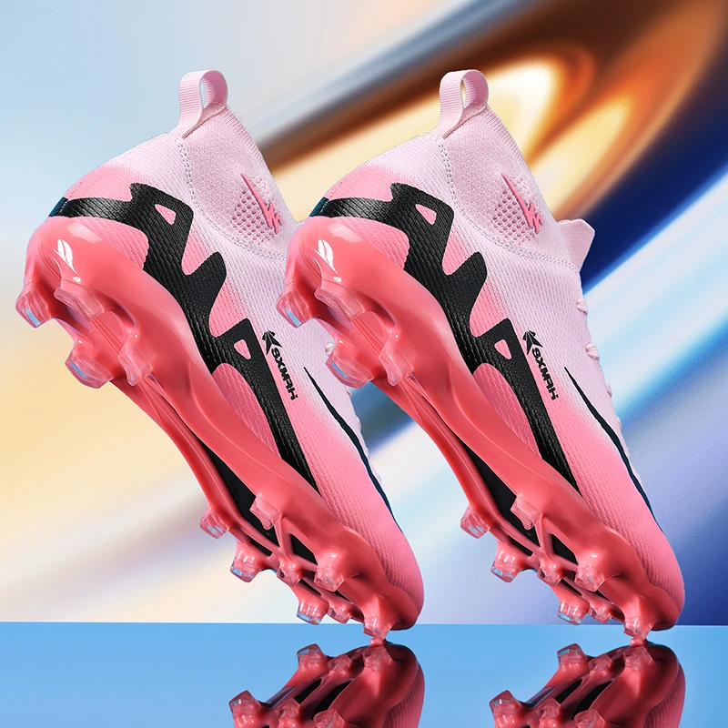 Double Star Women's Soccer Shoes, TF/AG Sole Studs, Anti Slip Grip, Stable Support, Women's High Top Soccer Shoes