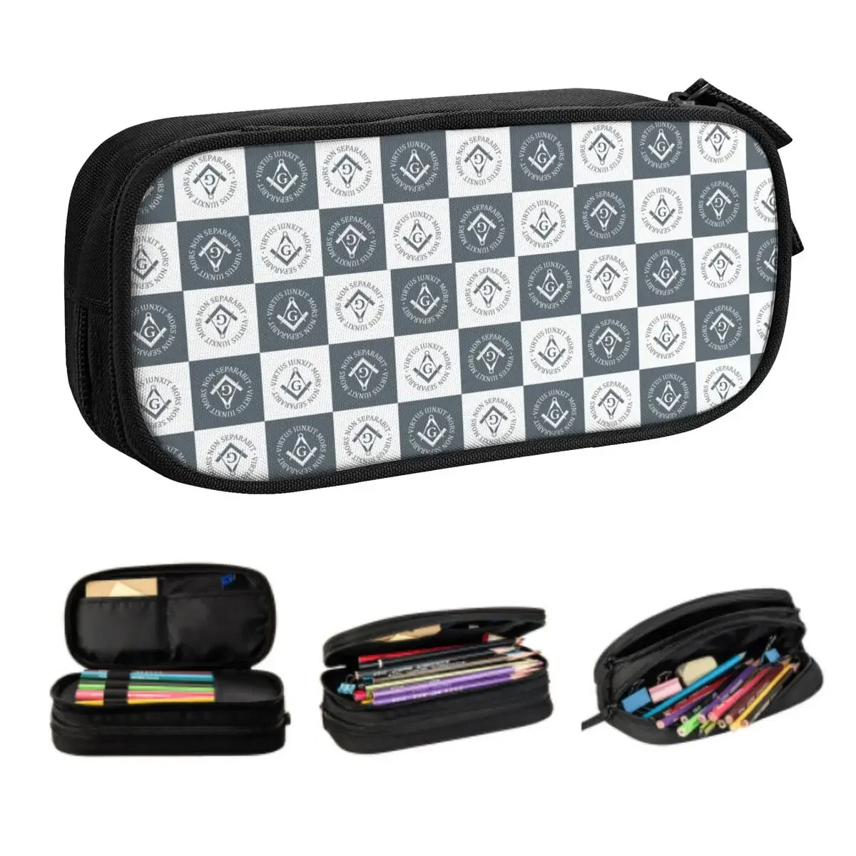 Freemasonry Sign Pencil Case for Girls Boys Large Capacity Masonic Pen Box Bag School Accessories