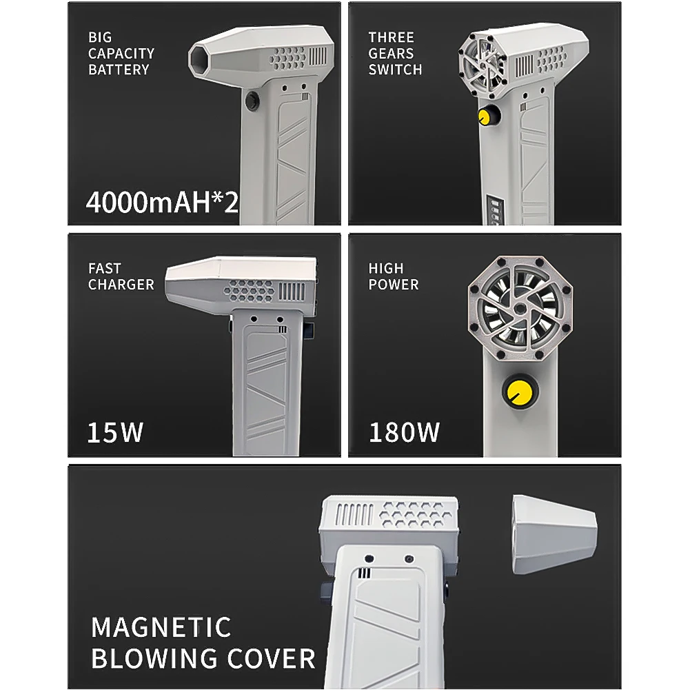 140000RPM Mini Turbo Jet Fan 64m/s Brushless Motor Turbo Violent Fan Type-C Charging Air Blower Dust Blower for Outdoor Cleaning