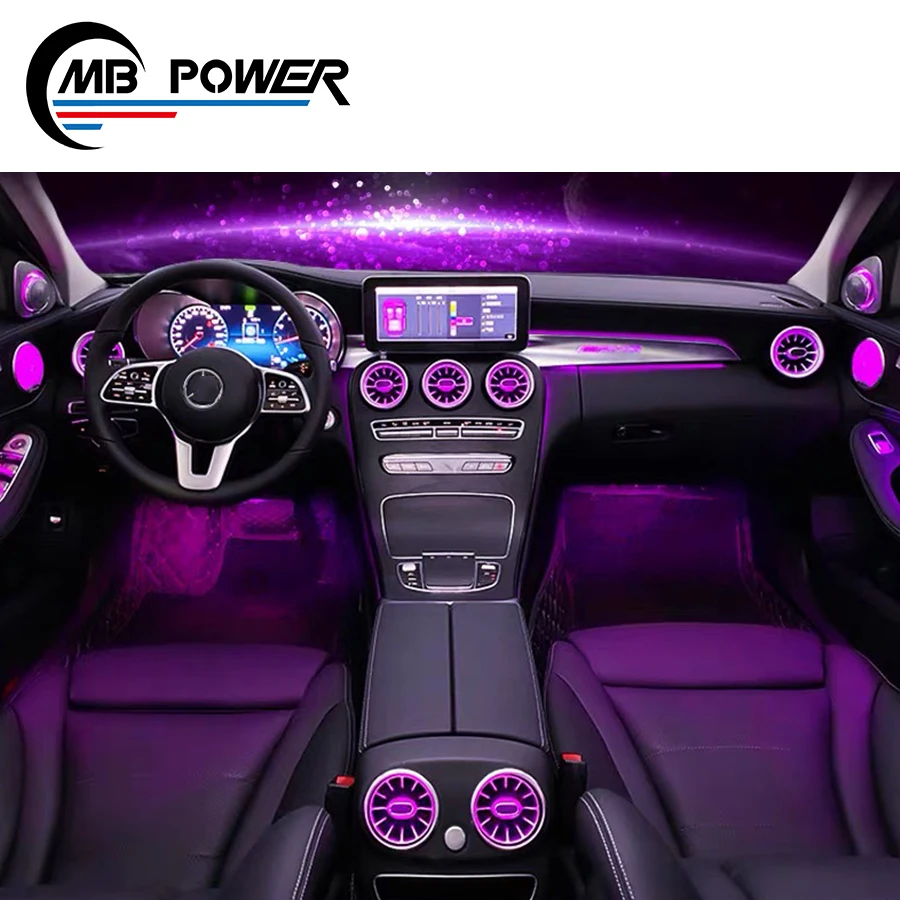 W205 car interior accessories for C class W205 3 colors 64 colors Door ambient lights Air vents Ambient Lights 3D speakers