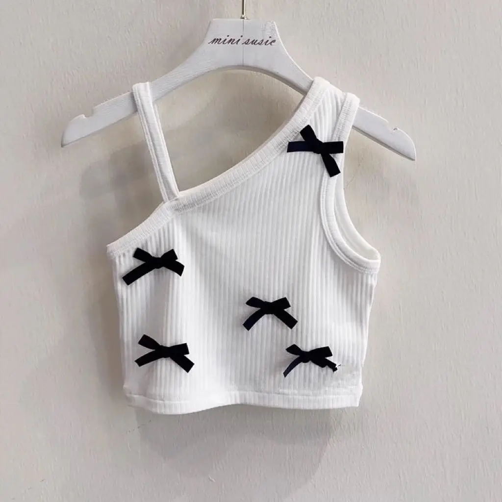 

25 Summer New Girls' Camisole Top Bow Vest Irregular Backless Western-style Korean Fashion