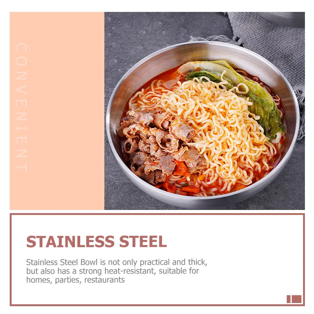 

Stainless Steel Bowl led Large Soup Ramen Noodle Bowls Microwavable Wear Resistant Reusable Compact Food Daily Use