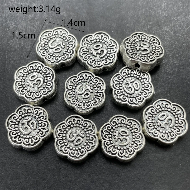 Tibetan Silver Tree of Life Yoga Pattern Perforated Spacer Bead DIY Charm Making Jewelry Necklace Connector Accessories