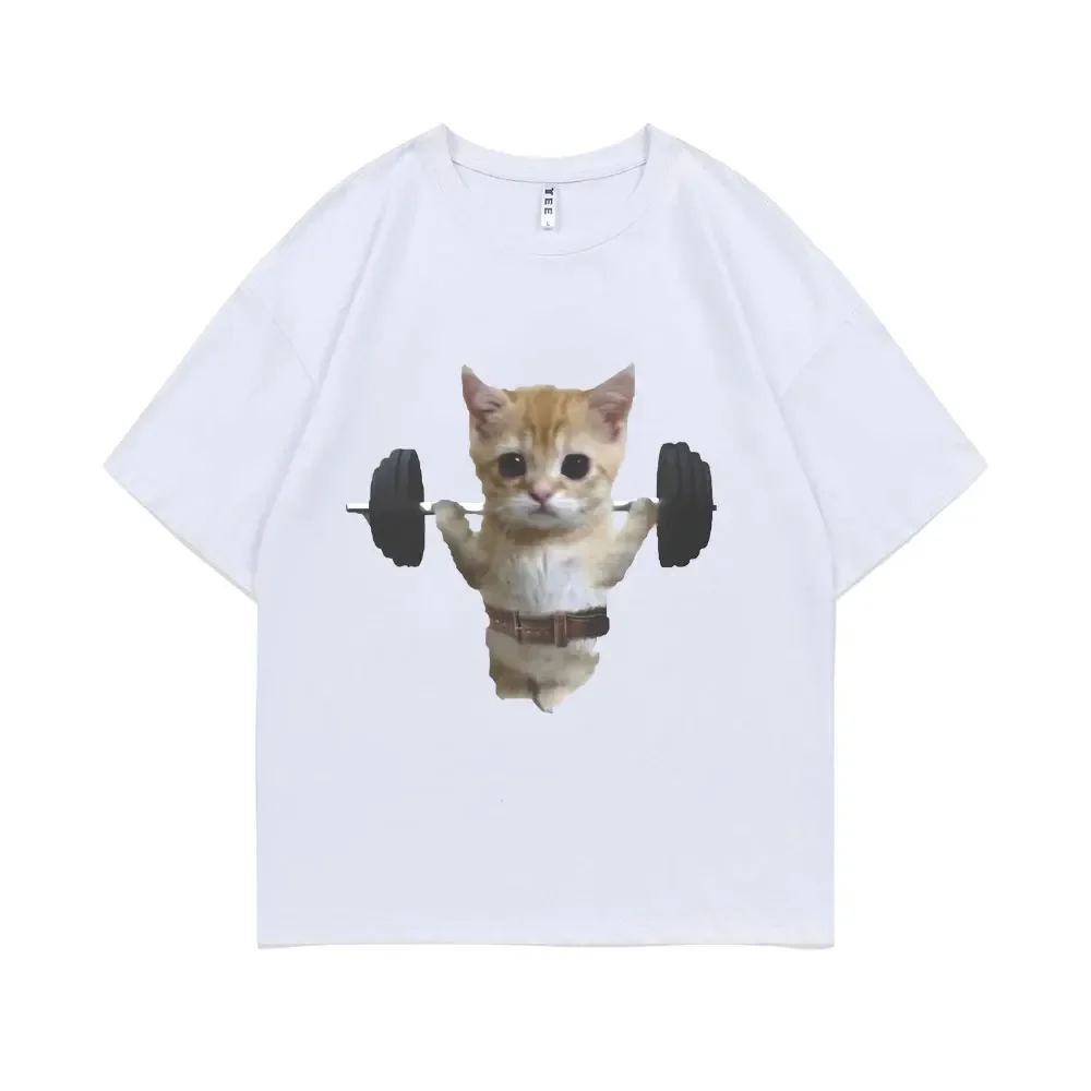 Summer Funny Gym Sam Sulek Cat Graphic Print T-shirts Men Women Cute Fitness Pump Cover Tshirt Woman Meme T Shirt Short Sleeve.