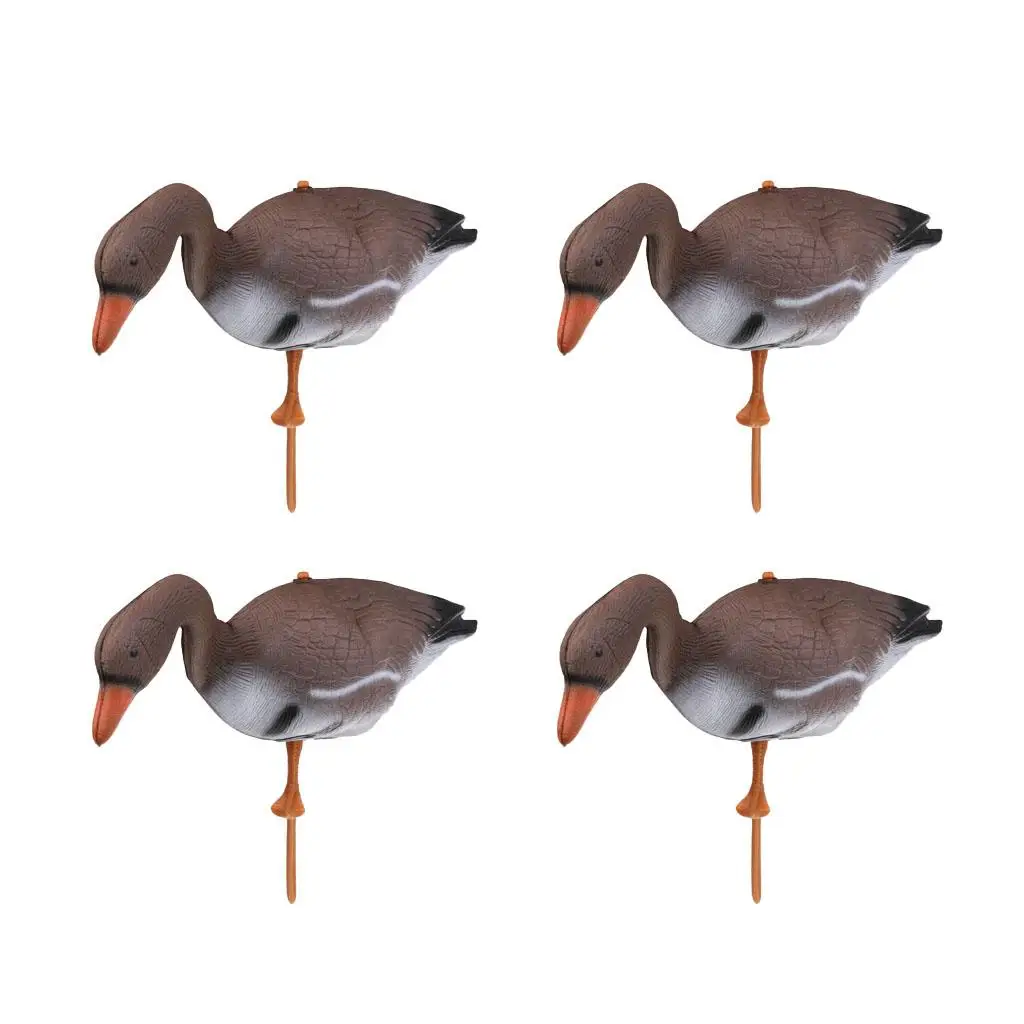 4Pcs Life Size Brown Swan Decoy Pond Decoration Floating Hunting