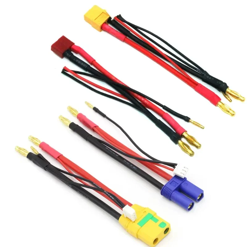 1-10Pcs Lipo lithium Battery Charging Wire 2S 4MM/2S Balance Head T/ XT60/EC5/XT90S For Car Truck DIY Model Toys Silicone Cable