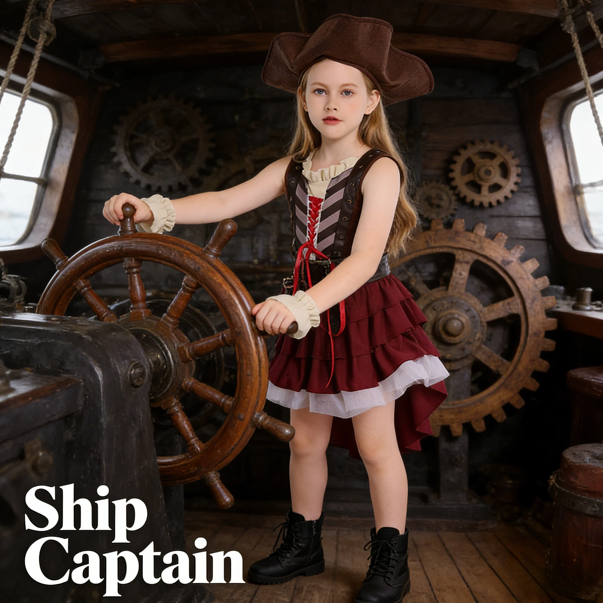 

Girls Somali Pirate Costume Kids Pirate Themed Play Outfit Halloween Cosplay Stage Performance Party Dress Up Fancy Wear