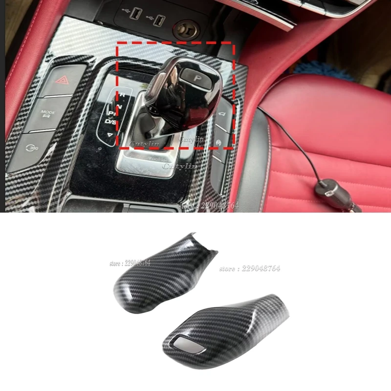 For MG HS 2018-2022 2023 RHD ABS Carbon Fiber Steering Wheel Button Frame Gear Head Knob Cover Interior Accessories