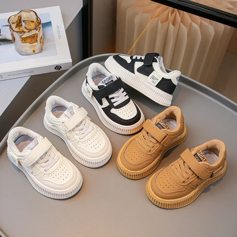 

Children Autumn Fashion Soft Soled Sneakers Boys Casual Versatile Board Shoes Girls Velcro Solid Color Soft Soled Antiskid Shoes