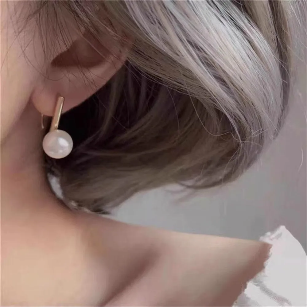 

DIY Pearl Accessories S925 Sterling Silver Natural Pearl Ear Hook Empty Support Fashion Ear Studs Fit 7-10mm Round Beads E197