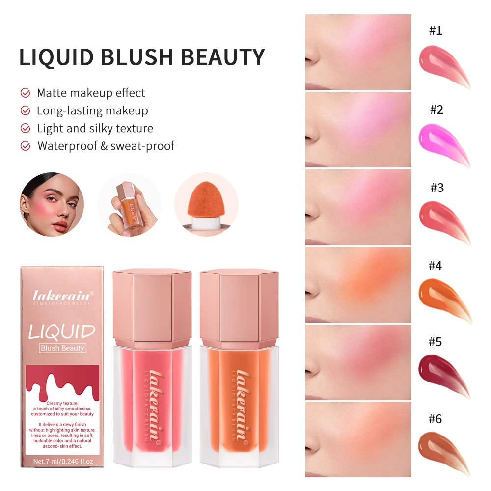 New Facial Liquid Cheek Blush con spugna nutriente Blush Cream Waterproof multiuso Eyes lips Makeup Blush Stick Cosmetics