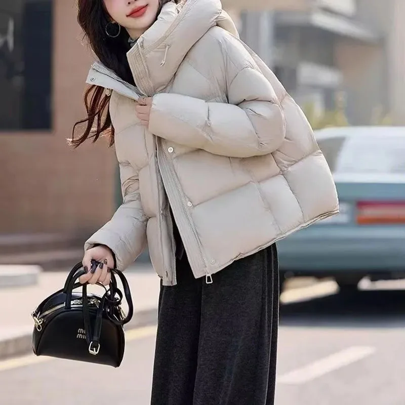 가을 겨울 신상 다운 코튼 재킷 여성용 한국 스타일 두꺼운 따뜻한 후드 파카 짧은 코트 여성 캐주얼 탑